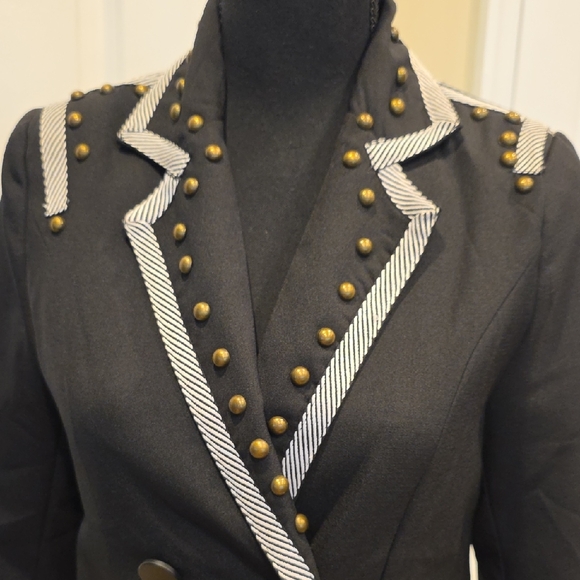 Chic Black Studded Women's Blazer - Picture 2 of 9